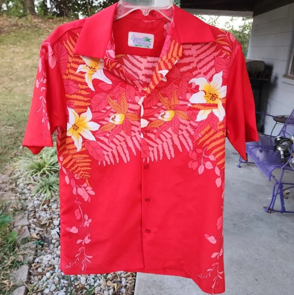 Vintage Sand Pebble Of Hawaii Floral Shirt